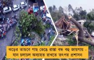 ঝড়ের তান্ডবে গাছ ভেঙে রাস্তা বন্ধ বহু জায়গায় - যান চলাচল অব্যাহত রাখতে তৎপর প্রশাসন