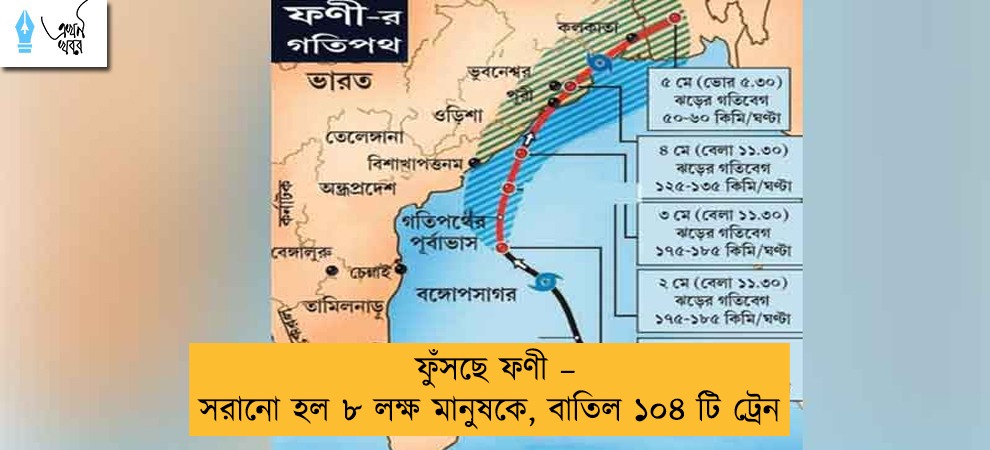 ফুঁসছে ফণী – সরানো হল ৮ লক্ষ মানুষকে, বাতিল ১০৪ টি ট্রেন