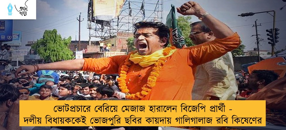 ভোটপ্রচারে বেরিয়ে মেজাজ হারালেন বিজেপি প্রার্থী - দলীয় বিধায়ককেই ভোজপুরি ছবির কায়দায় গালিগালাজ রবি কিষেণের