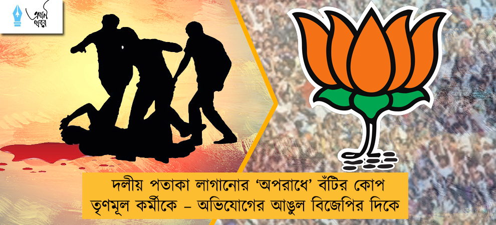 দলীয় পতাকা লাগানোর ‘অপরাধে’ বঁটির কোপ তৃণমূল কর্মীকে – অভিযোগের আঙুল বিজেপির দিকে
