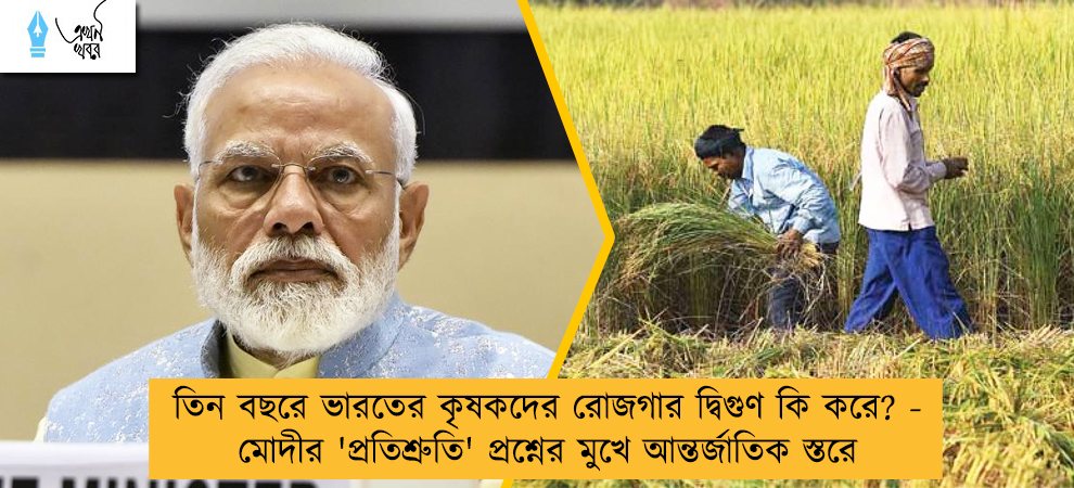তিন বছরে ভারতের কৃষকদের রোজগার দ্বিগুণ কি করে? - মোদীর 'প্রতিশ্রুতি' প্রশ্নের মুখে আন্তর্জাতিক স্তরে
