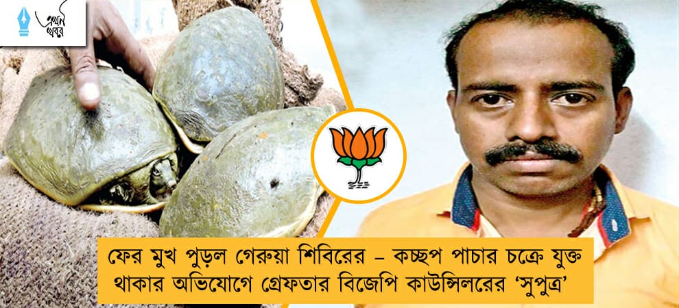 ফের মুখ পুড়ল গেরুয়া শিবিরের – কচ্ছপ পাচার চক্রে যুক্ত থাকার অভিযোগে গ্রেফতার বিজেপি কাউন্সিলরের ‘সুপুত্র’
