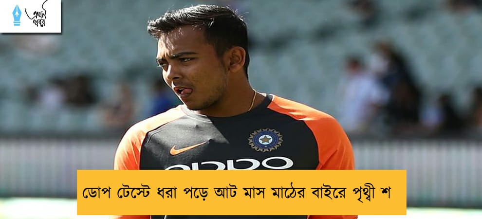 ডোপ টেস্টে ধরা পড়ে আট মাস মাঠের বাইরে পৃথ্বী শ