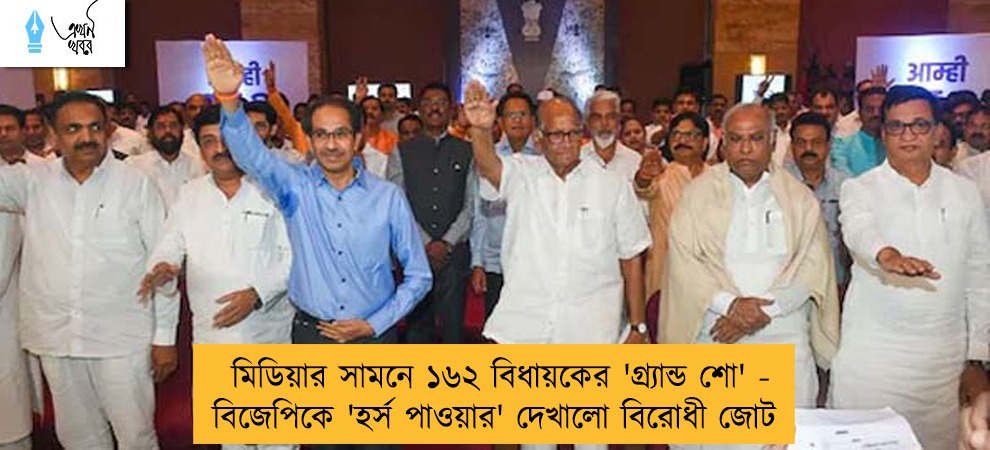 মিডিয়ার সামনে ১৬২ বিধায়কের 'গ্র্যান্ড শো' - বিজেপিকে 'হর্স পাওয়ার' দেখালো বিরোধী জোট