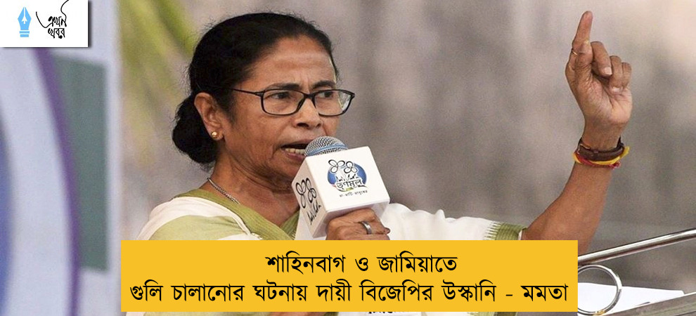 শাহিনবাগ ও জামিয়াতে গুলি চালানোর ঘটনায় দায়ী বিজেপির উস্কানি - মমতা