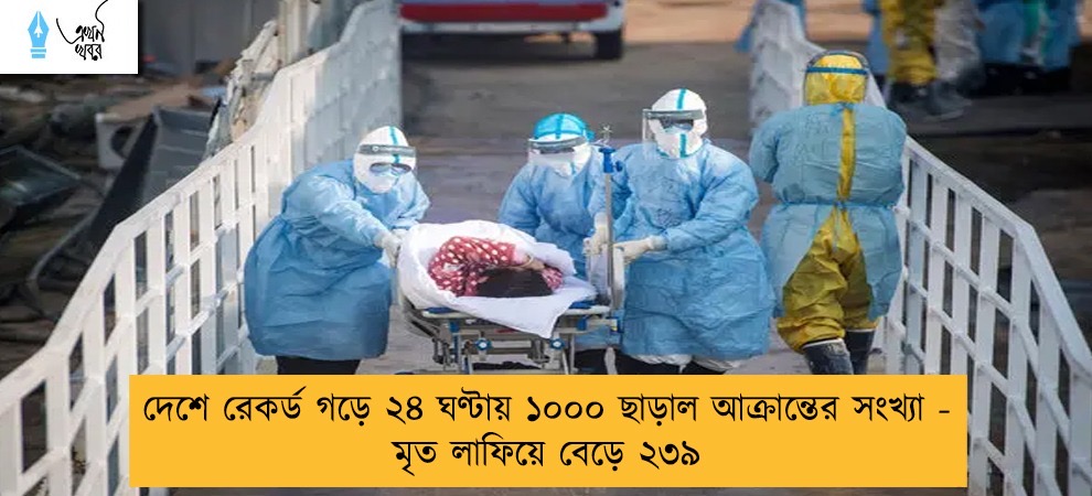 দেশে রেকর্ড গড়ে ২৪ ঘণ্টায় ১০০০ ছাড়াল আক্রান্তের সংখ্যা - মৃত লাফিয়ে বেড়ে ২৩৯
