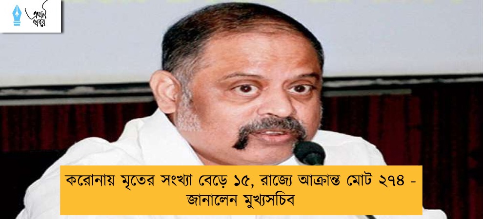 করোনায় মৃতের সংখ্যা বেড়ে ১৫, রাজ্যে আক্রান্ত মোট ২৭৪ - জানালেন মুখ্যসচিব