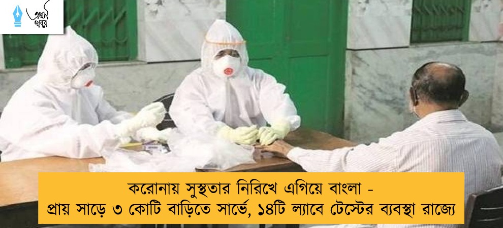 করোনায় সুস্থতার নিরিখে এগিয়ে বাংলা - প্রায় সাড়ে ৩ কোটি বাড়িতে সার্ভে, ১৪টি ল্যাবে টেস্টের ব্যবস্থা রাজ্যে