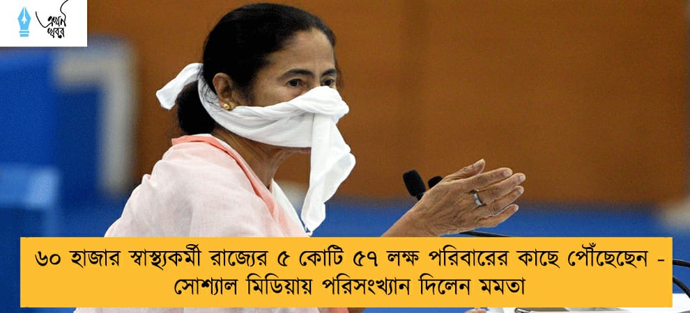 ৬০ হাজার স্বাস্থ্যকর্মী রাজ্যের ৫ কোটি ৫৭ লক্ষ পরিবারের কাছে পৌঁছেছেন - সোশ্যাল মিডিয়ায় পরিসংখ্যান দিলেন মমতা