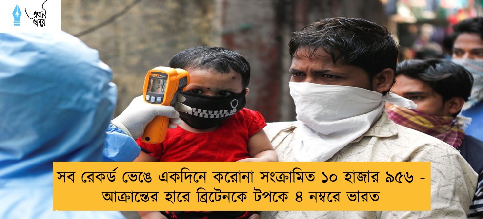 সব রেকর্ড ভেঙে একদিনে করোনা সংক্রামিত ১০ হাজার ৯৫৬ - আক্রান্তের হারে ব্রিটেনকে টপকে ৪ নম্বরে ভারত