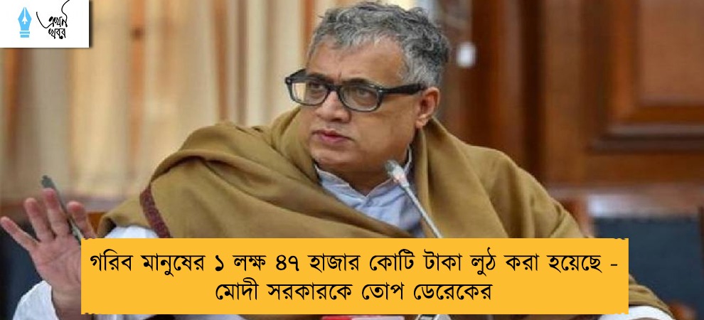 গরিব মানুষের ১ লক্ষ ৪৭ হাজার কোটি টাকা লুঠ করা হয়েছে - মোদী সরকারকে তোপ ডেরেকের