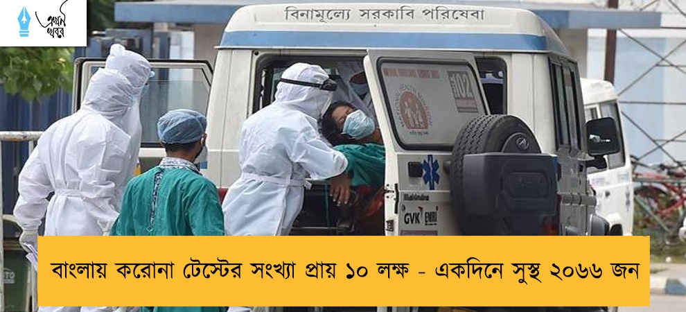 বাংলায় করোনা টেস্টের সংখ্যা প্রায় ১০ লক্ষ - একদিনে সুস্থ ২০৬৬ জন