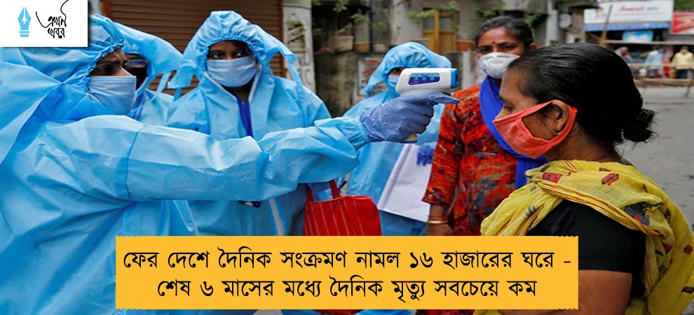 ফের দেশে দৈনিক সংক্রমণ নামল ১৬ হাজারের ঘরে - শেষ ৬ মাসের মধ্যে দৈনিক মৃত্যু সবচেয়ে কম