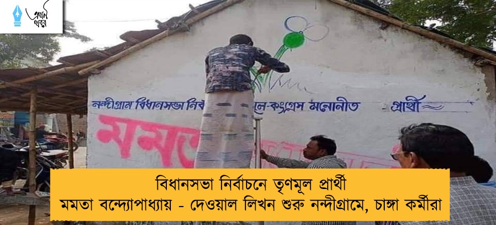 বিধানসভা নির্বাচনে তৃণমূল প্রার্থী মমতা বন্দ্যোপাধ্যায় - দেওয়াল লিখন শুরু নন্দীগ্রামে, চাঙ্গা কর্মীরা