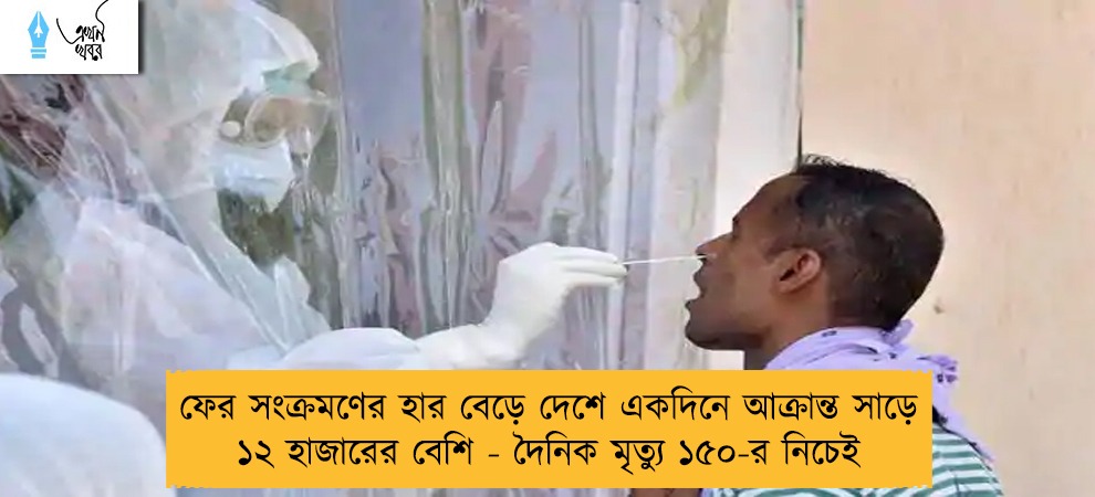 ফের সংক্রমণের হার বেড়ে দেশে একদিনে আক্রান্ত সাড়ে ১২ হাজারের বেশি - দৈনিক মৃত্যু ১৫০-র নিচেই