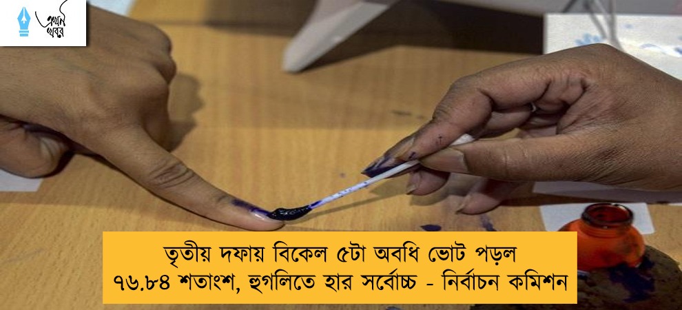 তৃতীয় দফায় বিকেল ৫টা অবধি ভোট পড়ল ৭৬.৮৪ শতাংশ, হুগলিতে হার সর্বোচ্চ - নির্বাচন কমিশন
