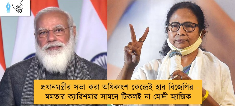 প্রধানমন্ত্রীর সভা করা অধিকাংশ কেন্দ্রেই হার বিজেপির - মমতার ক্যারিশমার সামনে টিকলই না মোদী ম্যাজিক