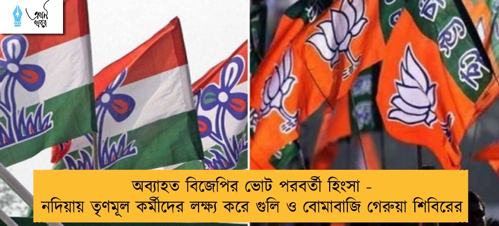 অব্যাহত বিজেপির ভোট পরবর্তী হিংসা - নদিয়ায় তৃণমূল কর্মীদের লক্ষ্য করে গুলি ও বোমাবাজি গেরুয়া শিবিরের