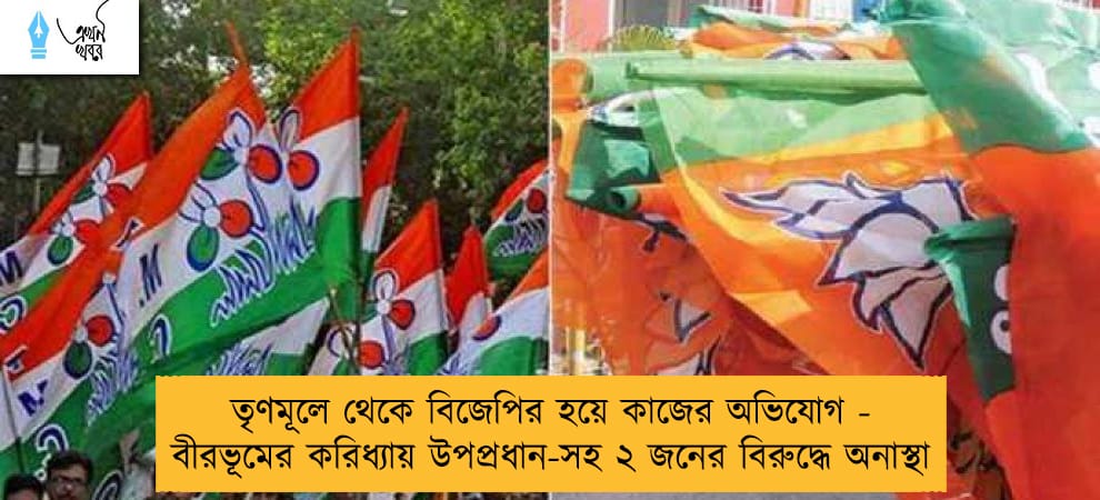 তৃণমূলে থেকে বিজেপির হয়ে কাজের অভিযোগ - বীরভূমের করিধ্যায় উপপ্রধান-সহ ২ জনের বিরুদ্ধে অনাস্থা