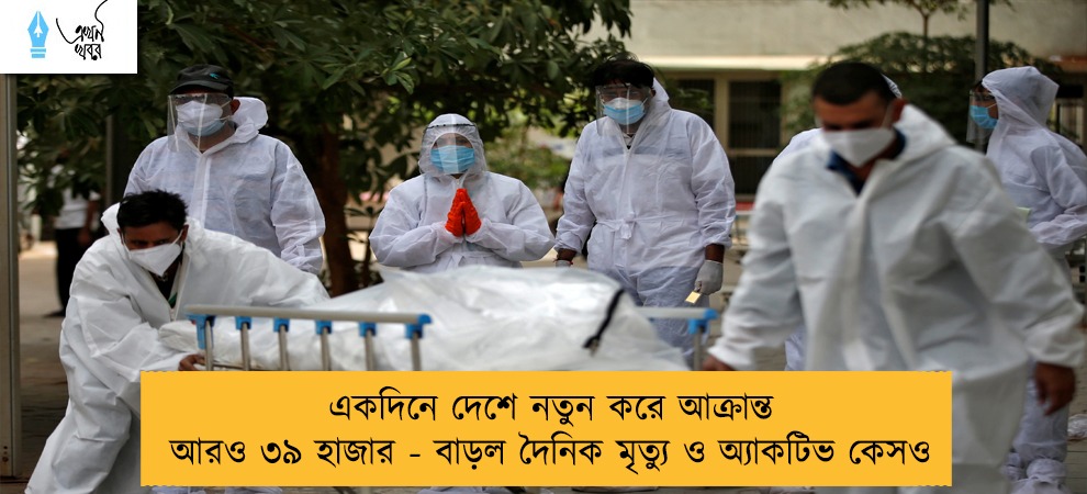 একদিনে দেশে নতুন করে আক্রান্ত আরও ৩৯ হাজার - বাড়ল দৈনিক মৃত্যু ও অ্যাকটিভ কেসও