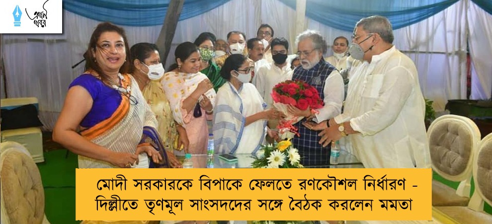মোদী সরকারকে বিপাকে ফেলতে রণকৌশল নির্ধারণ - দিল্লীতে তৃণমূল সাংসদদের সঙ্গে বৈঠক করলেন মমতা