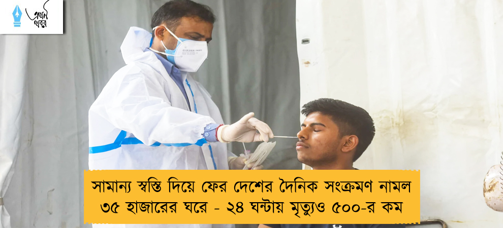 সামান্য স্বস্তি দিয়ে ফের দেশের দৈনিক সংক্রমণ নামল ৩৫ হাজারের ঘরে - ২৪ ঘন্টায় মৃত্যুও ৫০০-র কম