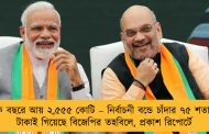 এক বছরে আয় ২,৫৫৫ কোটি – নির্বাচনী বন্ডে চাঁদার ৭৫ শতাংশ টাকাই গিয়েছে বিজেপির তহবিলে, প্রকাশ রিপোর্টে