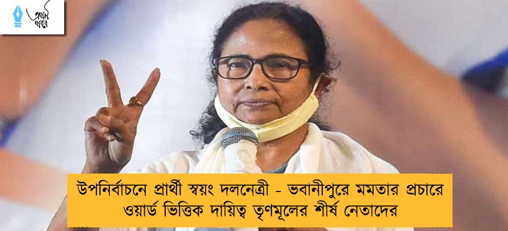 উপনির্বাচনে প্রার্থী স্বয়ং দলনেত্রী - ভবানীপুরে মমতার প্রচারে ওয়ার্ড ভিত্তিক দায়িত্ব তৃণমূলের শীর্ষ নেতাদের