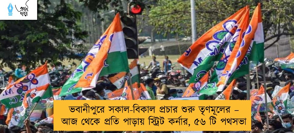 ভবানীপুরে সকাল-বিকাল প্রচার শুরু তৃণমূলের – আজ থেকে প্রতি পাড়ায় স্ট্রিট কর্নার, ৫৬ টি পথসভা