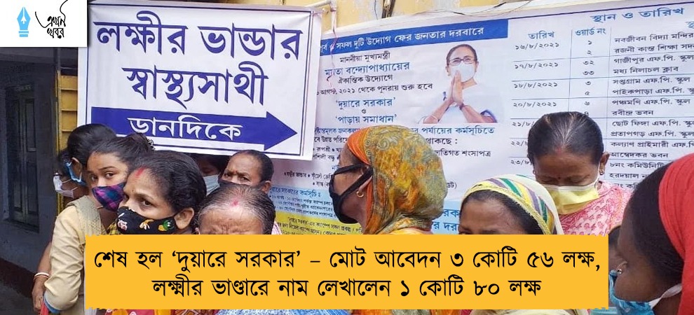 শেষ হল ‘দুয়ারে সরকার’ – মোট আবেদন ৩ কোটি ৫৬ লক্ষ, লক্ষ্মীর ভাণ্ডারে নাম লেখালেন ১ কোটি ৮০ লক্ষ