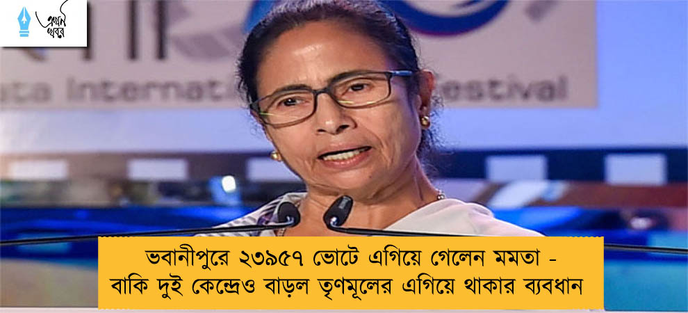 ভবানীপুরে ২৩৯৫৭ ভোটে এগিয়ে গেলেন মমতা - বাকি দুই কেন্দ্রেও বাড়ল তৃণমূলের এগিয়ে থাকার ব্যবধান