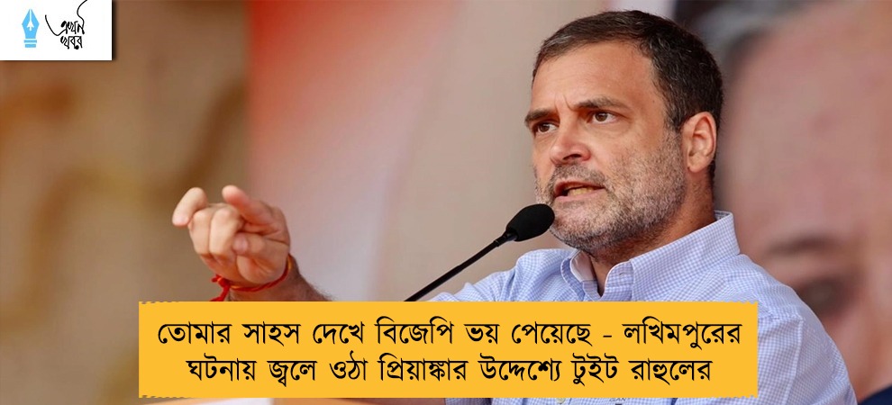 তোমার সাহস দেখে বিজেপি ভয় পেয়েছে - লখিমপুরের ঘটনায় জ্বলে ওঠা প্রিয়াঙ্কার উদ্দেশ্যে টুইট রাহুলের