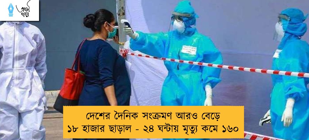 দেশের দৈনিক সংক্রমণ আরও বেড়ে ১৮ হাজার ছাড়াল - ২৪ ঘন্টায় মৃত্যু কমে ১৬০