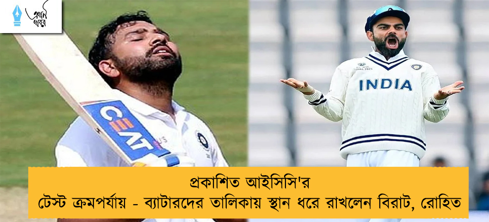 প্রকাশিত আইসিসি'র টেস্ট ক্রমপর্যায় - ব্যাটারদের তালিকায় স্থান ধরে রাখলেন বিরাট, রোহিত