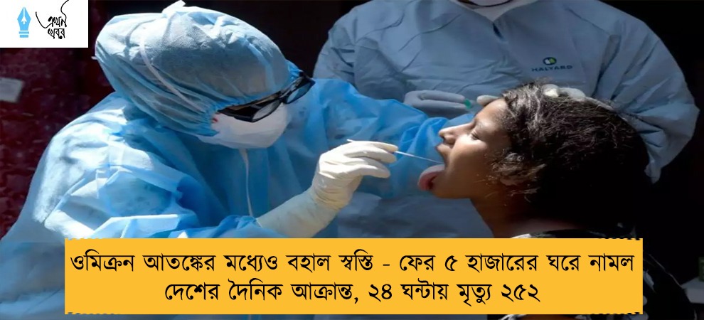 ওমিক্রন আতঙ্কের মধ্যেও বহাল স্বস্তি - ফের ৫ হাজারের ঘরে নামল দেশের দৈনিক আক্রান্ত, ২৪ ঘন্টায় মৃত্যু ২৫২