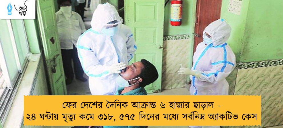 ফের দেশের দৈনিক আক্রান্ত ৬ হাজার ছাড়াল - ২৪ ঘন্টায় মৃত্যু কমে ৩১৮, ৫৭৫ দিনের মধ্যে সর্বনিম্ন অ্যাকটিভ কেস