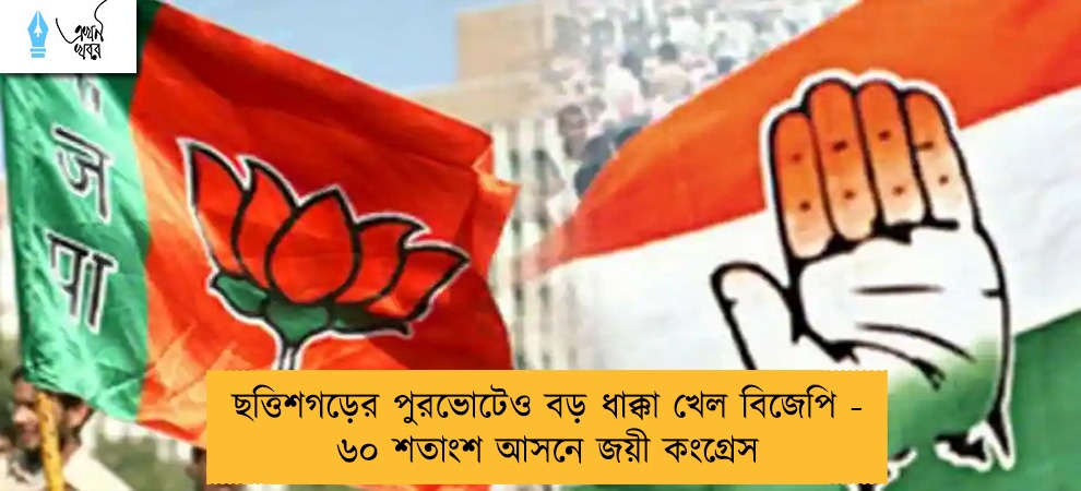 ছত্তিশগড়ের পুরভোটেও বড় ধাক্কা খেল বিজেপি - ৬০ শতাংশ আসনে জয়ী কংগ্রেস