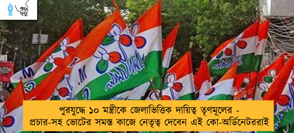 পুরযুদ্ধে ১০ মন্ত্রীকে জেলাভিত্তিক দায়িত্ব তৃণমূলের - প্রচার-সহ ভোটের সমস্ত কাজে নেতৃত্ব দেবেন এই কো-অর্ডিনেটররাই