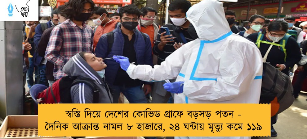 স্বস্তি দিয়ে দেশের কোভিড গ্রাফে বড়সড় পতন - দৈনিক আক্রান্ত নামল ৮ হাজারে, ২৪ ঘন্টায় মৃত্যু কমে ১১৯