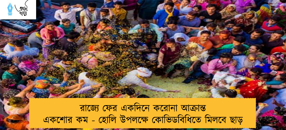 রাজ্যে ফের একদিনে করোনা আক্রান্ত একশোর কম - হোলি উপলক্ষে কোভিডবিধিতে মিলবে ছাড়