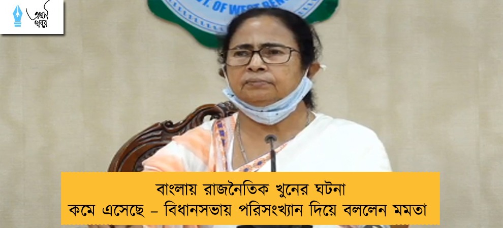 বাংলায় রাজনৈতিক খুনের ঘটনা কমে এসেছে – বিধানসভায় পরিসংখ্যান দিয়ে বললেন মমতা