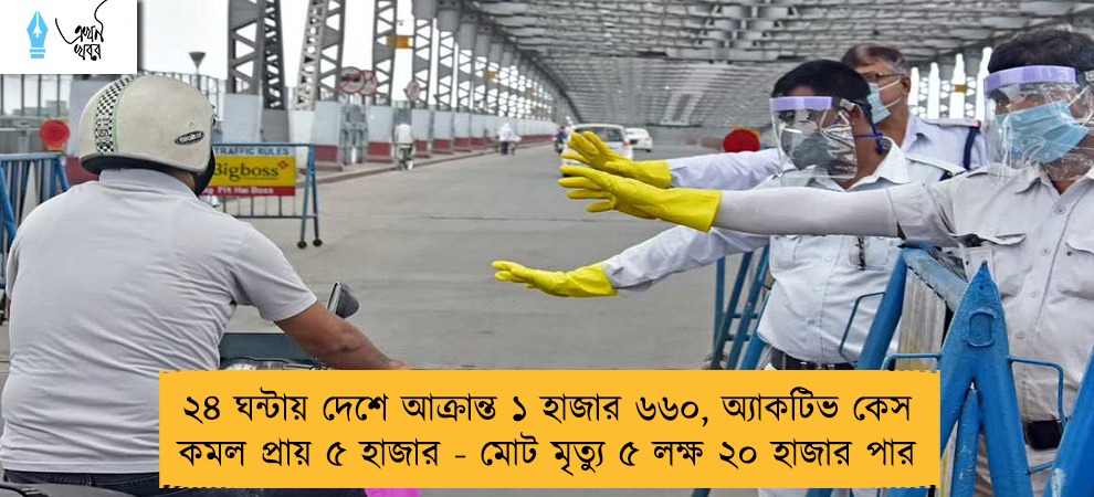 ২৪ ঘন্টায় দেশে আক্রান্ত ১ হাজার ৬৬০, অ্যাকটিভ কেস কমল প্রায় ৫ হাজার - মোট মৃত্যু ৫ লক্ষ ২০ হাজার পার