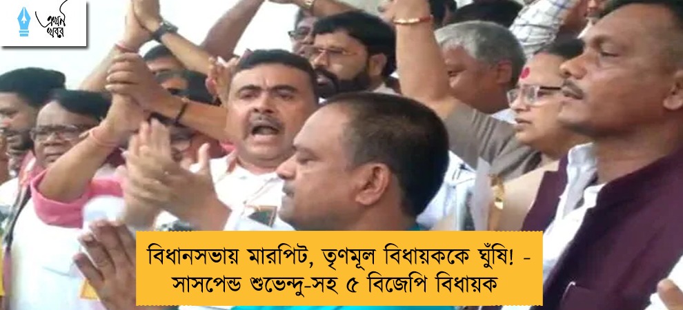 বিধানসভায় মারপিট, তৃণমূল বিধায়ককে ঘুঁষি! - সাসপেন্ড শুভেন্দু-সহ ৫ বিজেপি বিধায়ক