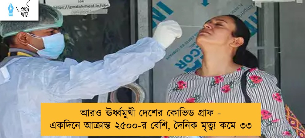 আরও ঊর্ধ্বমুখী দেশের কোভিড গ্রাফ - একদিনে আক্রান্ত ২৫০০-র বেশি, দৈনিক মৃত্যু কমে ৩৩