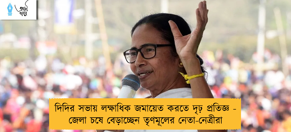 দিদির সভায় লক্ষাধিক জমায়েত করতে দৃঢ় প্রতিজ্ঞ - জেলা চষে বেড়াচ্ছেন তৃণমূলের নেতা-নেত্রীরা