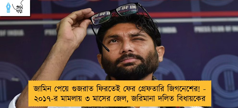 জামিন পেয়ে গুজরাত ফিরতেই ফের গ্রেফতারি জিগনেশের! - ২০১৭-র মামলায় ৩ মাসের জেল, জরিমানা দলিত বিধায়কের