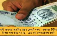 মোদী জমানায় ভারতীয় মুদ্রায় রেকর্ড পতন - ডলারের বিনিময়ে টাকার দাম কমে ৭৭.৪২,  এত কম কোনওকালে হয়নি