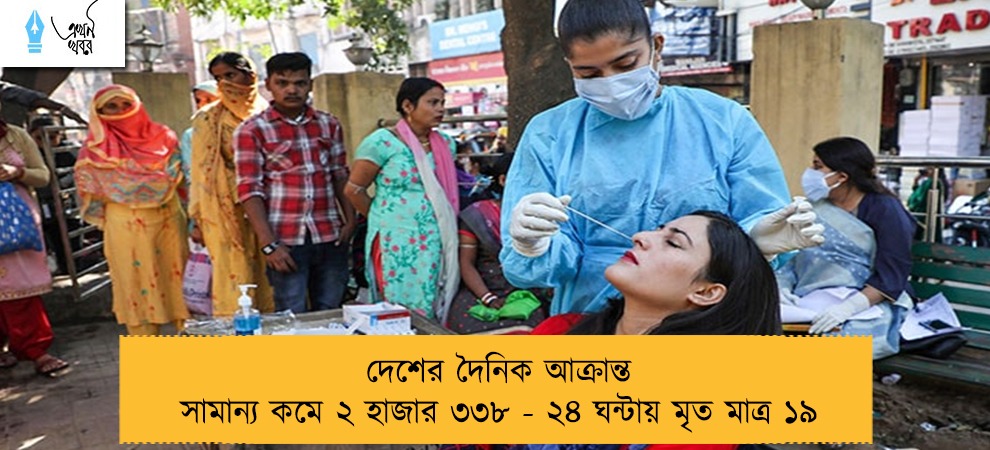 দেশের দৈনিক আক্রান্ত সামান্য কমে ২ হাজার ৩৩৮ - ২৪ ঘন্টায় মৃত মাত্র ১৯