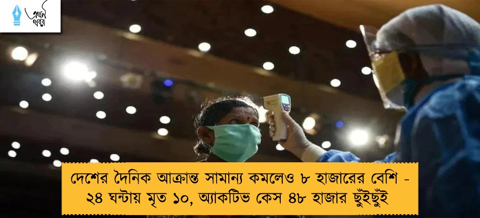 দেশের দৈনিক আক্রান্ত সামান্য কমলেও ৮ হাজারের বেশি - ২৪ ঘন্টায় মৃত ১০, অ্যাকটিভ কেস ৪৮ হাজার ছুঁইছুঁই