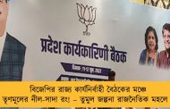 বিজেপির রাজ্য কার্যনির্বাহী বৈঠকের মঞ্চে তৃণমূলের নীল-সাদা রং! – তুমুল জল্পনা রাজনৈতিক মহলে